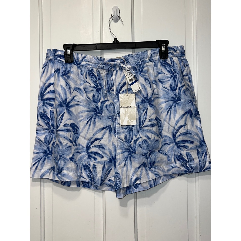 NWT Tommy Bahama Bravo Blooms Two Palms Linen Shorts Blue Yonder XL MSRP $110.00